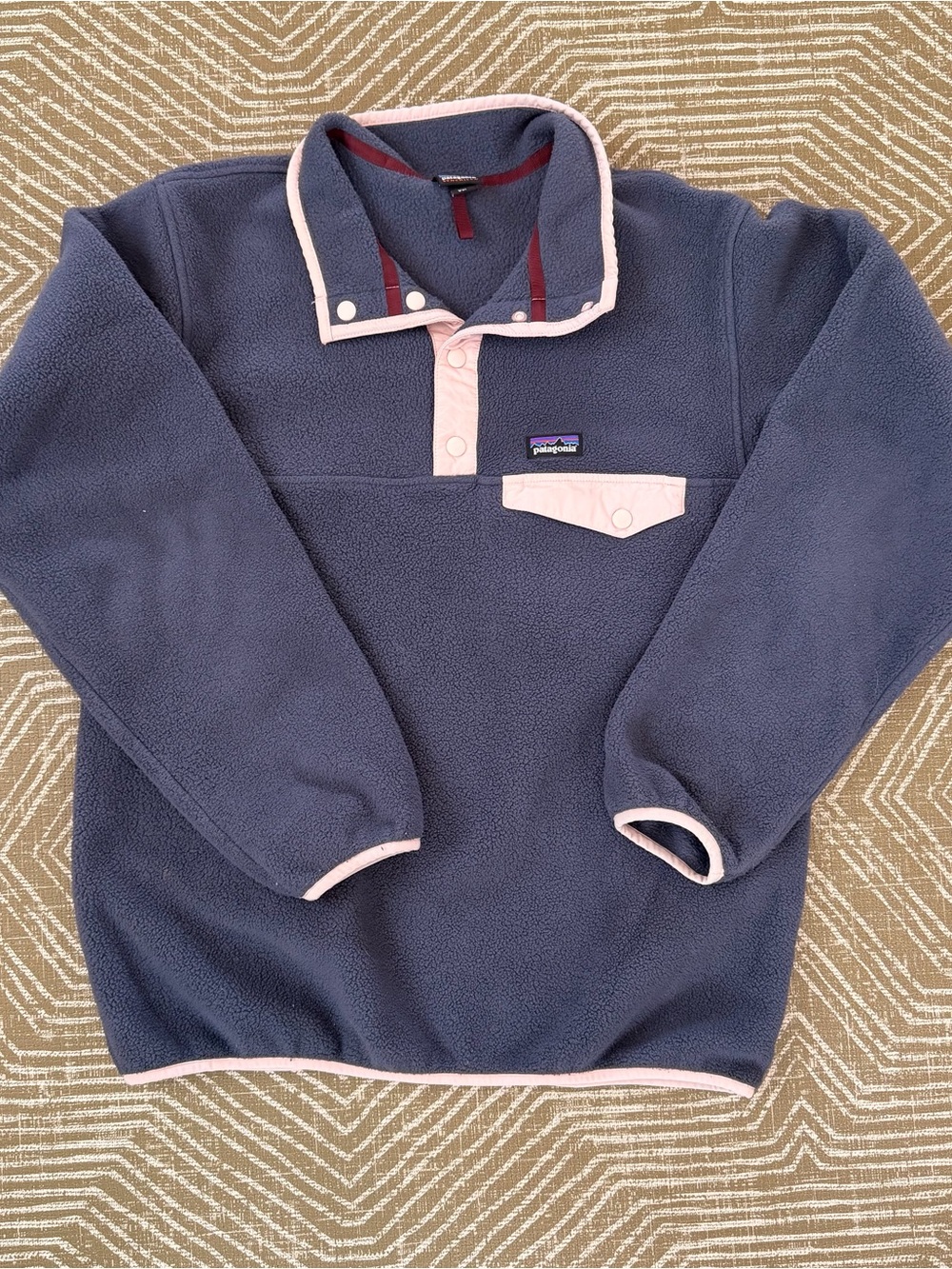 Patagonia Synchilla Snap-T Fleece Pullover XXL 16-18 Blue Pink